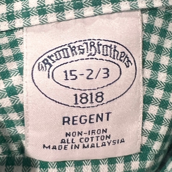 Brooks Brothers Green Checkered Button-Up Shirt Long Sleeve Preppy Shirt - Picture 3 of 3